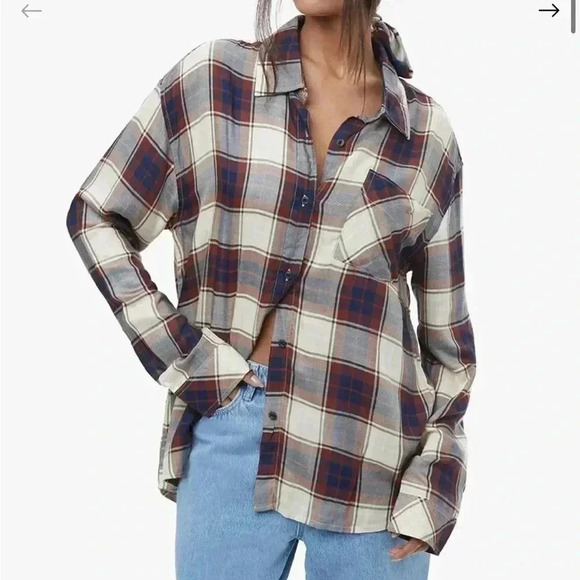 WeWoreWhat Boyfriend Plaid Flannel - Picture 1 of 8
